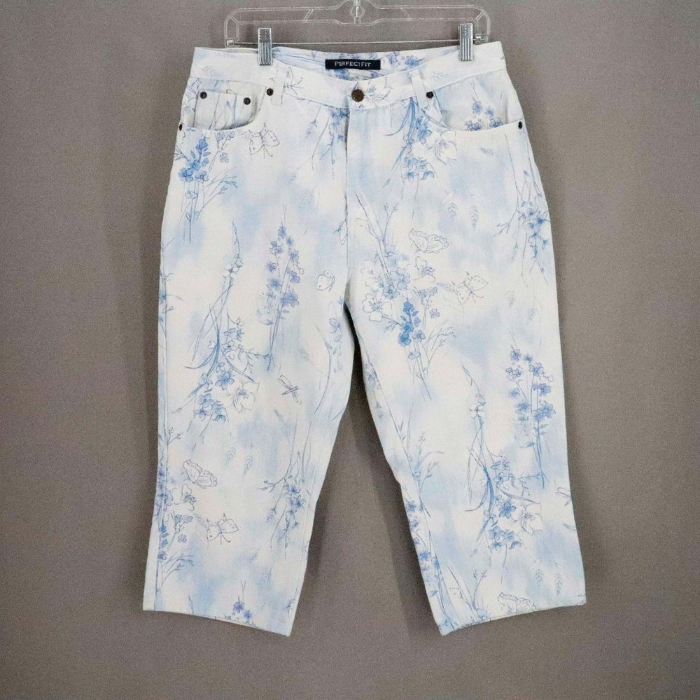 Vintage Bill Blass Butterfly Floral Denim Jeans